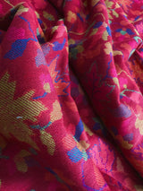 Maroon pure pashmina Kashmiri shawl with kani weave, floral motifs — Kaash Collection