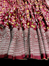 Maroon Red Color Banarasi Semi Georgette Dupion Soft Silk with Floral Meenakari Work - Kaash