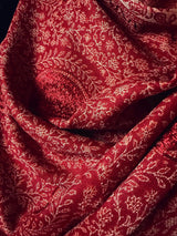 Maroon Red soft pashmina Kashmiri shawl with resham aari embroidery, paisley design — Kaash Collection