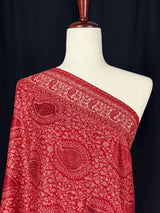 Maroon Red soft pashmina Kashmiri shawl with resham aari embroidery, paisley design — Kaash Collection