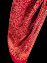 Maroon Red soft pashmina Kashmiri shawl with resham aari embroidery, paisley design — Kaash Collection