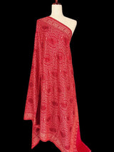 Maroon Red soft pashmina Kashmiri shawl with resham aari embroidery, paisley design — Kaash Collection