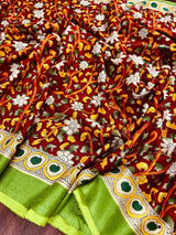 Maroon with Bottle Green and Multi-color Printed design Soft Silk Kalamkari Saree | Kalamkari Prints | Gift for Her | Kaash Collection - Kaash