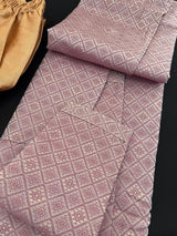 Mauve Pink with Gold Zari men's kurta pajama in self-embroidered silk blend with self-embroidered design with zari weave — Kaash Collection