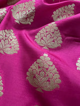 Mauve Pink Traditional Banarasi Handloom Saree in Banarasi Silk with Muted Gold Zari Weaving - Muted Gold Buttas - Grand Pallu - Kaash