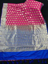 Mauve Pink Traditional Banarasi Handloom Saree in Banarasi Silk with Muted Gold Zari Weaving - Muted Gold Buttas - Grand Pallu - Kaash