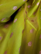 Mehandi Green with Red Color Banarasi Mashru Silk Saree - Kaash