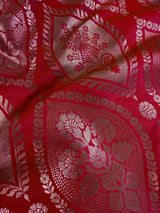 Mehandi Green with Red Color Banarasi Mashru Silk Saree - Kaash