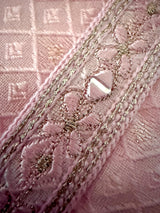 Mens Baby Pink Color Zari Diamond Weave Jacquard Kurta - Wedding & Festive Outfit - Kaash