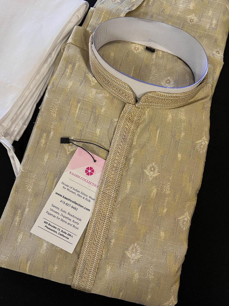 Moss Green Color Designer Kurta Pajama Set | Kurta with Lining | Jute Silk material with cotton Lining | Shaded Kurtas - Kaash