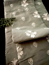 Moss Green Soft Silk Men Kurta Pajama with Embroidery and Zari Weave - Kaash