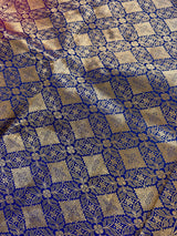Muave Pink Color Saree with Blue Color Border and Pallu | Traditional Banarasi Handloom Silk Saree with Wide Border - Kaash
