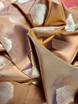 Mud Gold Banarasi Semi Katan saree in banarasi semi katan silk with meenakari borders with golden zari — Kaash Collection