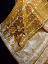 Mud Gold Color Semi Banarasi Silk Saree with Muted Gold Zari Weave - Kaash