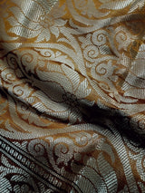 Mud Gold Color Semi Banarasi Silk Saree with Muted Gold Zari Weave - Kaash
