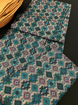 Multi-Color Ikkat (Bottle Green Base) men's kurta pajama in soft silk (crepe-like) with ikkat digital print — Kaash Collection