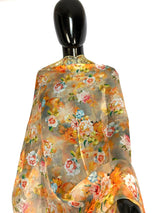 Multi Color soft organza dupatta with embroidery, sequin, zari & floral prints — Kaash Collection