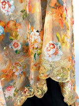 Multi Color soft organza dupatta with embroidery, sequin, zari & floral prints — Kaash Collection