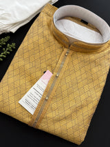 Mustard Yellow Color Men Kurta with Tiny Sequins - Kaash