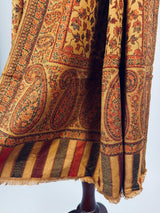 Mustard Yellow viscose blend wool Kashmiri shawl with chinar leaves pattern — Kaash Collection