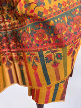 Mustard Yellow pure pashmina Kashmiri shawl with kani weave, floral motifs — Kaash Collection