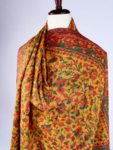 Mustard Yellow pure pashmina Kashmiri shawl with kani weave, floral motifs — Kaash Collection