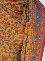 Mustard Yellow pure pashmina Kashmiri shawl with kani weave, floral motifs — Kaash Collection