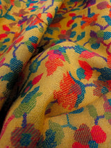 Mustard Yellow pure pashmina Kashmiri shawl with kani weave, floral motifs — Kaash Collection