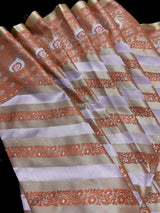 Muted Gold with Copper & Light Lavender Banarasi saree in banarasi mashru tanchoi with mashru tanchoi with jamawar border & pallu — Kaash Collection