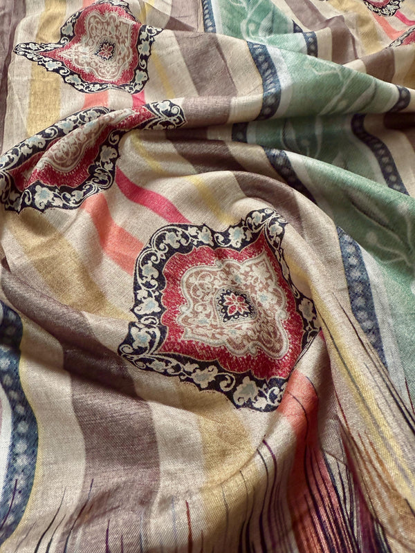 Mutli Color Printed Soft Silk Saree | Soft Silk Saree | Printed Saree | Kaash Collection - Kaash