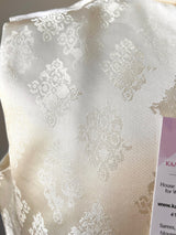 Off White men's Nehru/Modi jacket in silk (non-pure) with floral embossed pattern — Kaash Collection