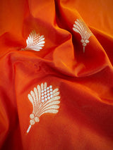 Orange Color Paithani Mashru Silk Saree with Meenakari Work with Sliver and Gold Zari Weave - Kaash