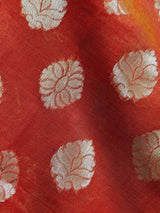 Orange Color Soft Cotton Silk Saree with Buttas and Zari Weaving buttas with Banarasi Borders - Kaash