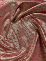 Orange with Pink Traditional Handloom Banarasi Saree with Satin Border - Kaash