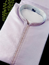 Pale Lavender Color Kurta with Self Design | Wedding & Party Wear - Kaash