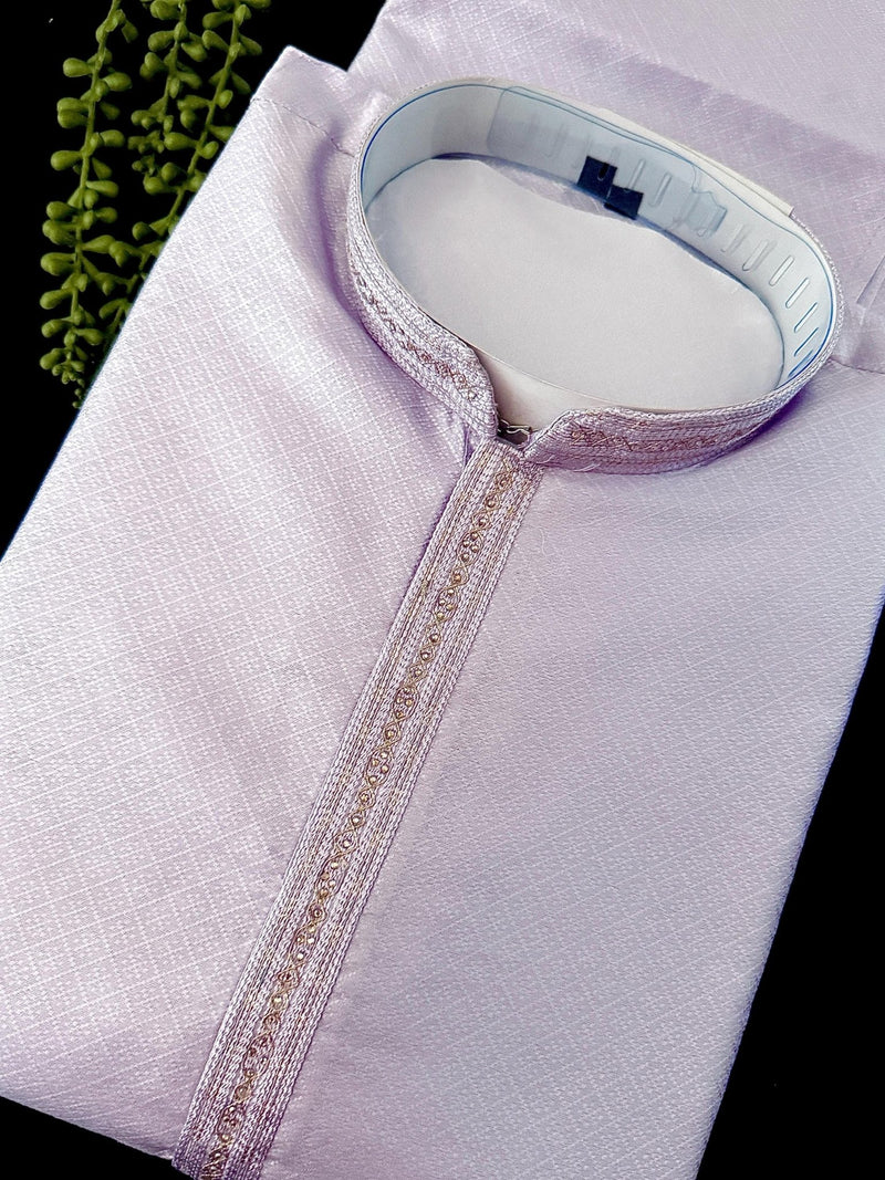 Pale Lavender Color Kurta with Self Design | Wedding & Party Wear - Kaash