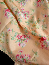 Pale Peach Color Floral Print Saree with Lucknowi Embroidery and Crochet Lace Work - Kaash