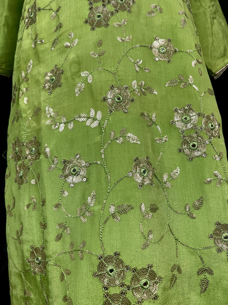 Parrot Green Designer Readymade Salwar Kameez 3pcs Suit for Women with Handwork - Kaash