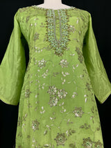 Parrot Green Designer Readymade Salwar Kameez 3pcs Suit for Women with Handwork - Kaash