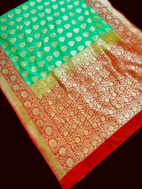 Parrot Green Traditional Banarasi Handloom Silk Saree - Kaash