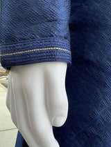 Blue (Size 38) men's kurta pajama in soft silk (non-pure) with tiny sequin with embossed self-design — Kaash Collection