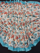 Party Wear Statement Digital Printed Floral Sequin Saree in Pearl White and Sky Blue - Kaash
