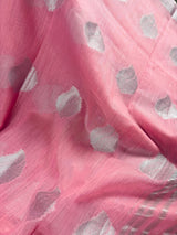 Pastel Baby Pink Color Linen Cotton Saree with Sliver Zari Weave Work | Linen Saree USA | Cotton Saree | Kaash Collection - Kaash