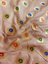 Pastel Beige Color Banarasi Silk Saree with Meenakari Work and Muted Zari Weave - Kaash