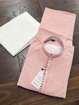 Baby Pink men's kurta pajama in georgette with lucknowi chikankari embroidery — Kaash Collection