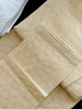 Pastel Cream men's kurta pajama in raw silk (non-pure) with light-weight self-design — Kaash Collection