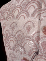 Pastel Dusty Pink men's Nehru/Modi jacket in cotton silk with embroidery, thread & sequin work — Kaash Collection