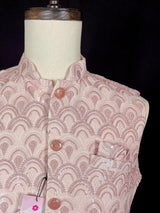 Pastel Dusty Pink men's Nehru/Modi jacket in cotton silk with embroidery, thread & sequin work — Kaash Collection