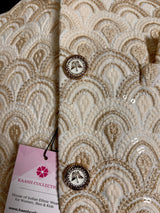 Pastel Gold Jacket for Men with Embroidery, thread and Sequin Work - Kaash
