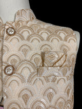 Pastel Gold Jacket for Men with Embroidery, thread and Sequin Work - Kaash